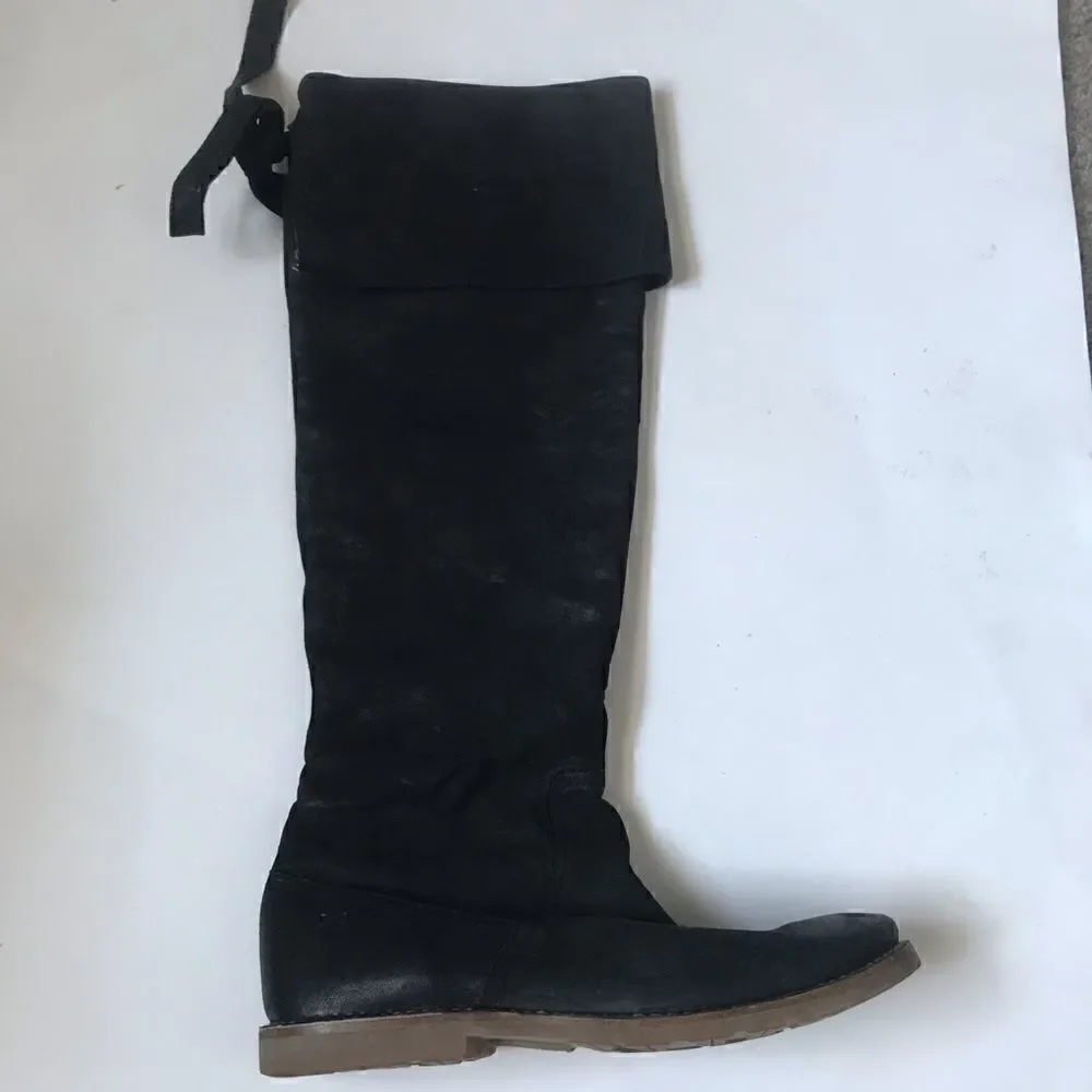 Frye Celia over the knee black leather boots NWOT